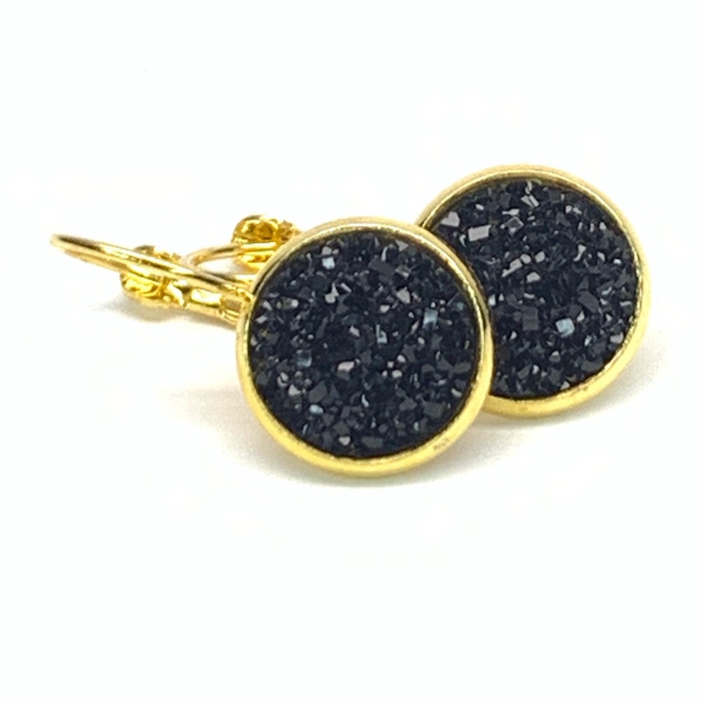 🌟 Shiny Black Druzy Earrings 🌟